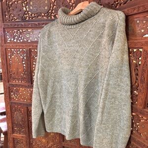 Green Grey Turtleneck Sweater for Women
